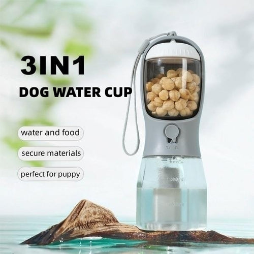 Dog Water Cup Drinking Food Garbage Bag Three-in-one Portable Small Multi-functional Pet Cups Pets Supplies by Ricaloux