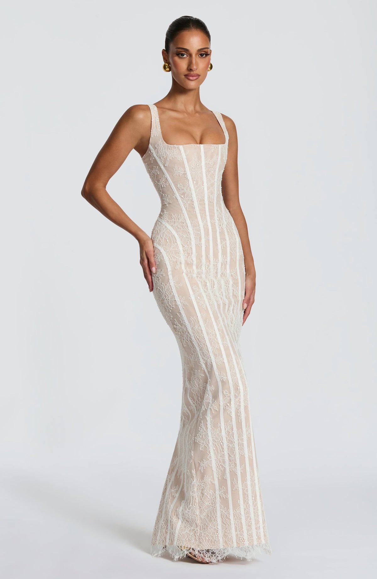 Womens Mesh Vertical-striped Sheath Dress by Ricaloux