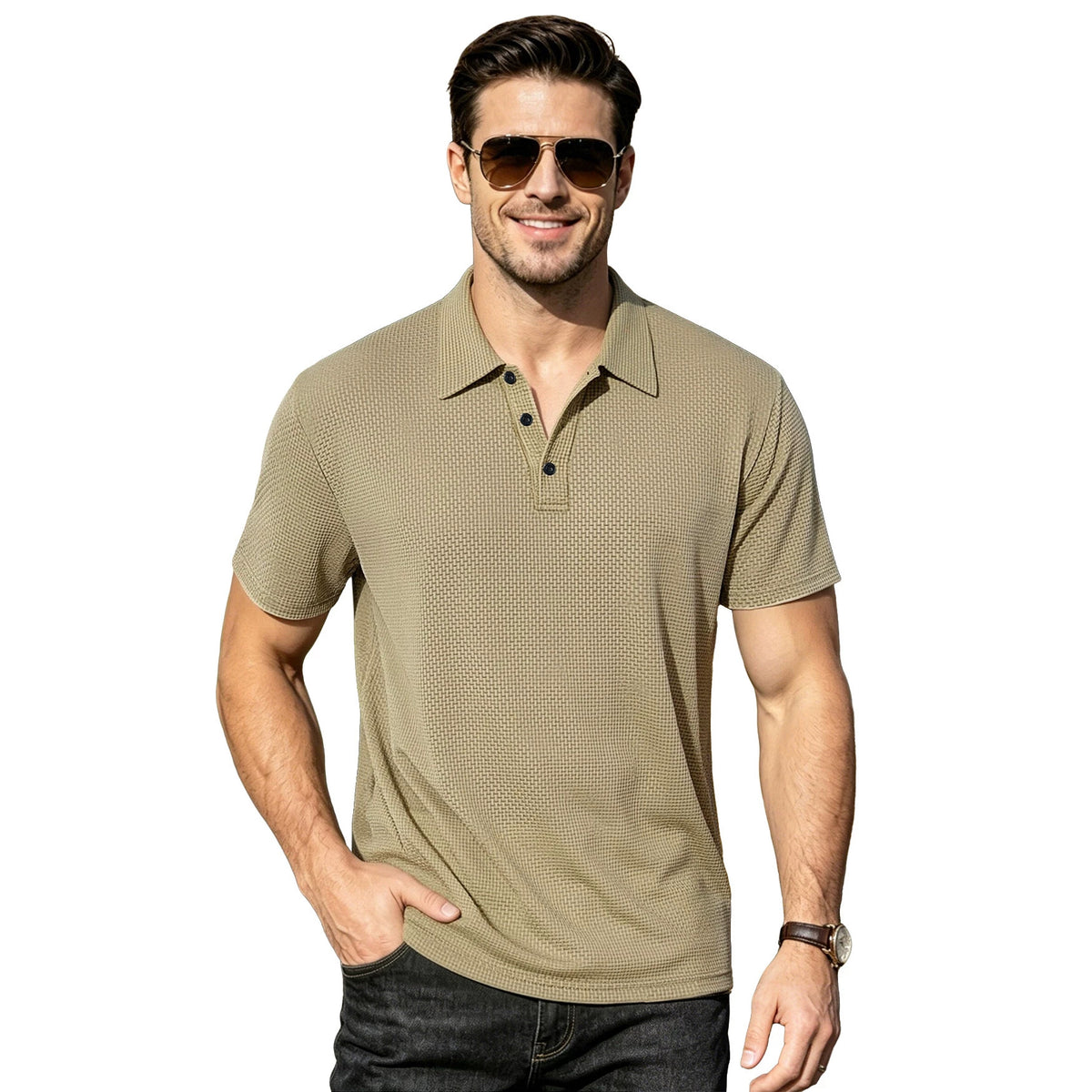 Ice-silk Short-sleeve Mens Lapel Large-size Polo Shirt by Ricaloux