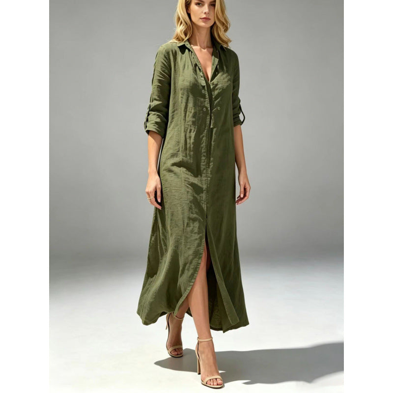 Loose-fitting Slit-front Vacation-style Dress by Ricaloux