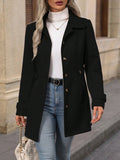 Women's Solid Color Wool Blend Coat, Fashion Lapel Button Up Casual Elegant Overcoat For Autumn by Ricaloux