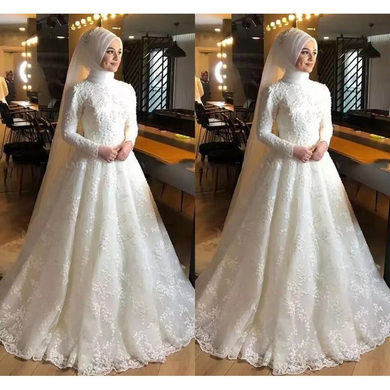 Long Sleeve White Dignified Wedding Dress - RICALOUX