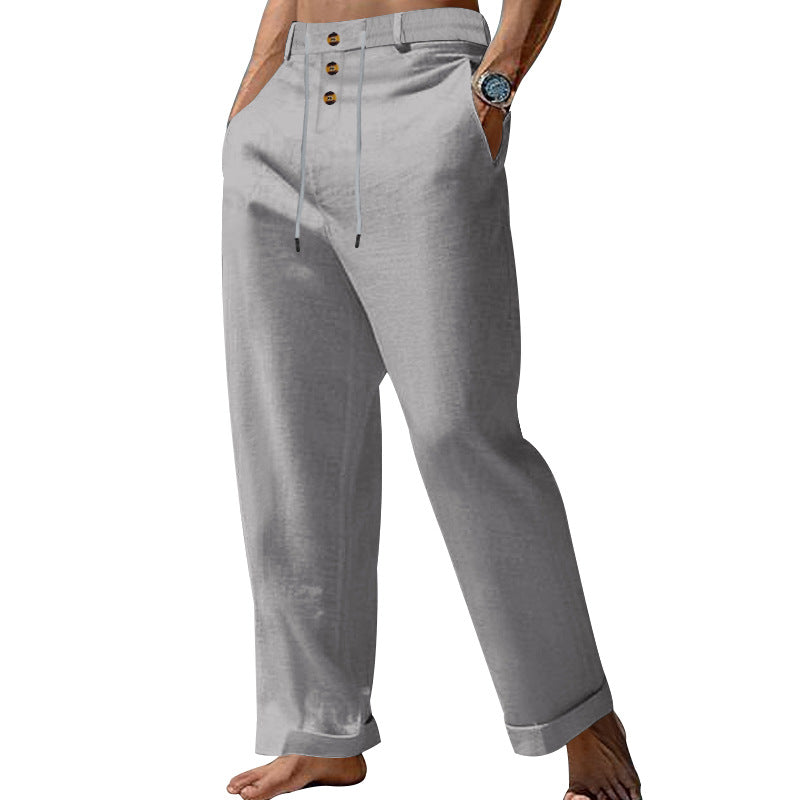 Mens SpringSummer New Fashion Straight-leg Cotton-Linen Casual Pants by Ricaloux