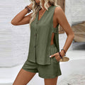 Womens Solid-Color Vest And Shorts Set – Premium 0 | RICALOUX