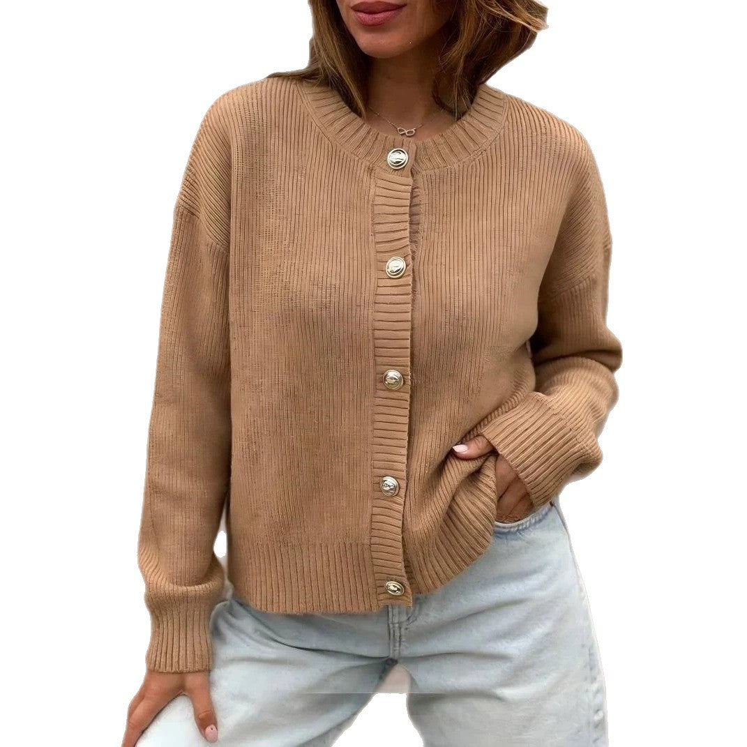 Womens Button-front Cardigan Long-sleeve Sweater – Premium 0 | RICALOUX