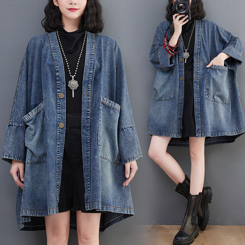 Loose-fitting Oversized Mid-length Cotton Trench Coat by Ricaloux