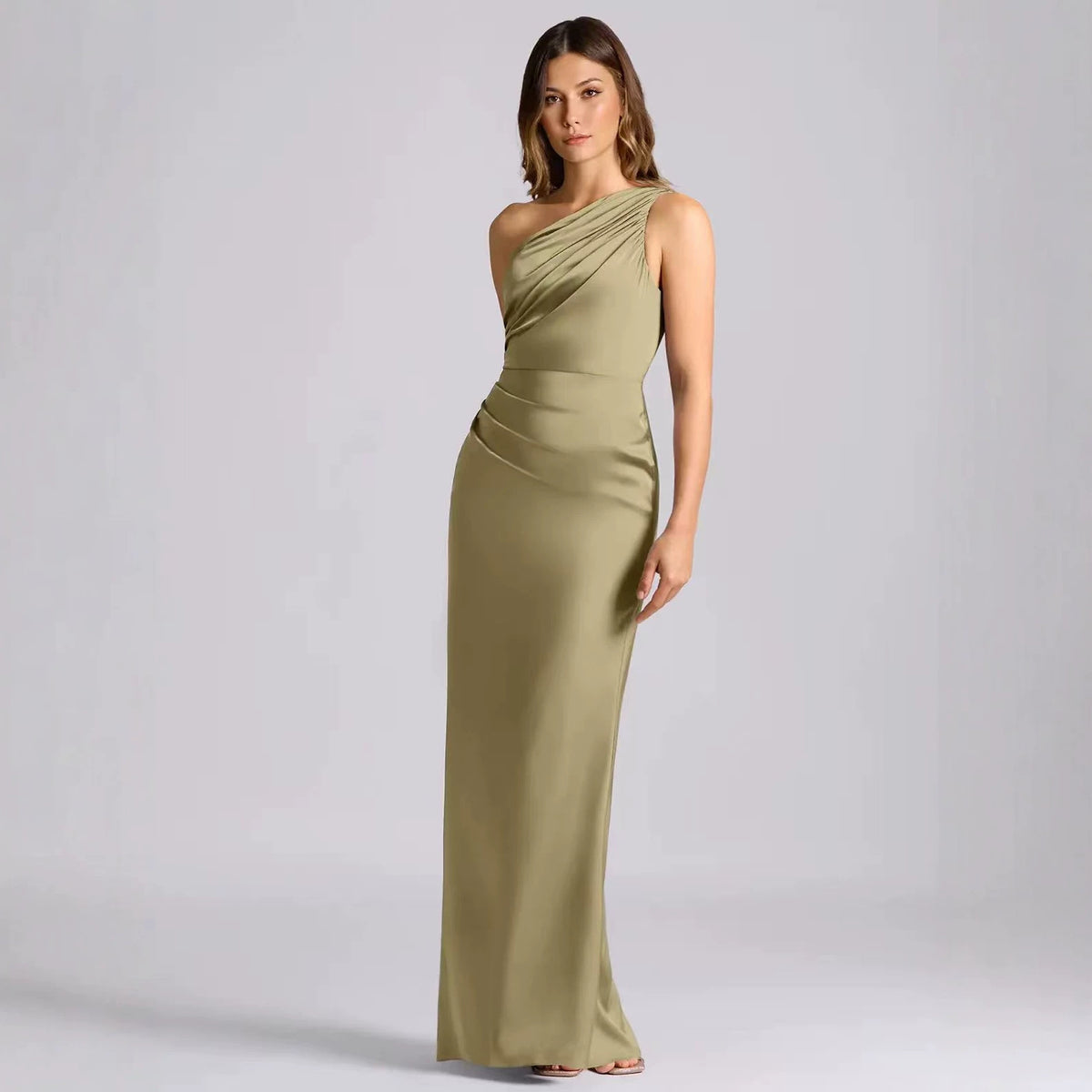 Womens Stylish Off-the-shoulder Satin Bodycon Dress by Ricaloux