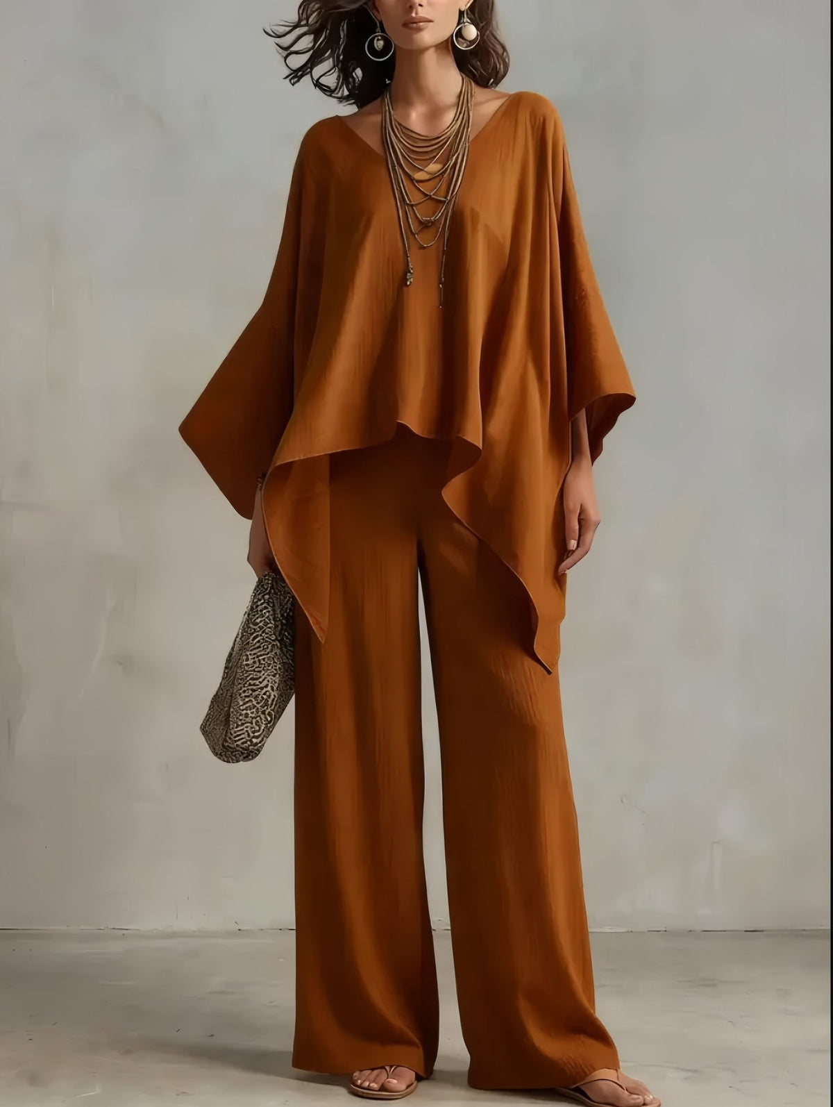 Women's Irregular Hem Wide-leg Pants Set by Ricaloux