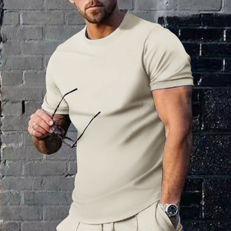 Mens Summer Solid-Color Crew-Neck Short-Sleeve Top – Premium 0 | RICALOUX