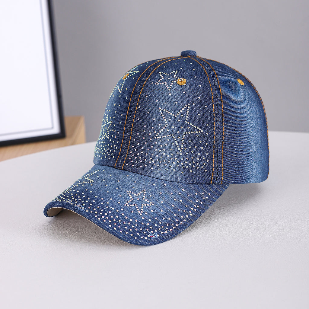 Spring And Summer Style Of Glittering Star-pattern Gradient Full-diamond Brimmed Water-washed Street Cool Baseball Cap, Suitable For Daily Commuting And Outings. – Premium 4 | RICALOUX