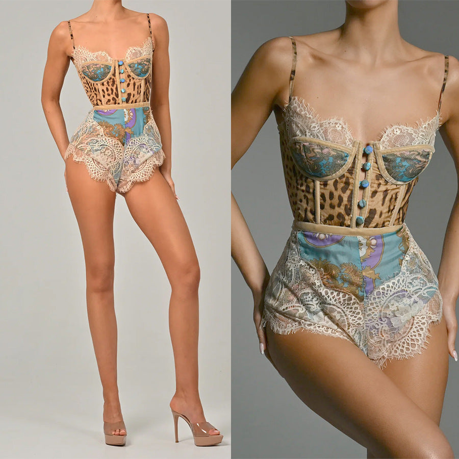 Womens New Strap-style Sexy Lace Jumpsuit by Ricaloux