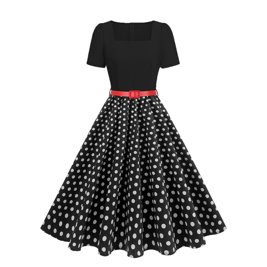 Retro Floral And Polka-dot Print Dress by Ricaloux