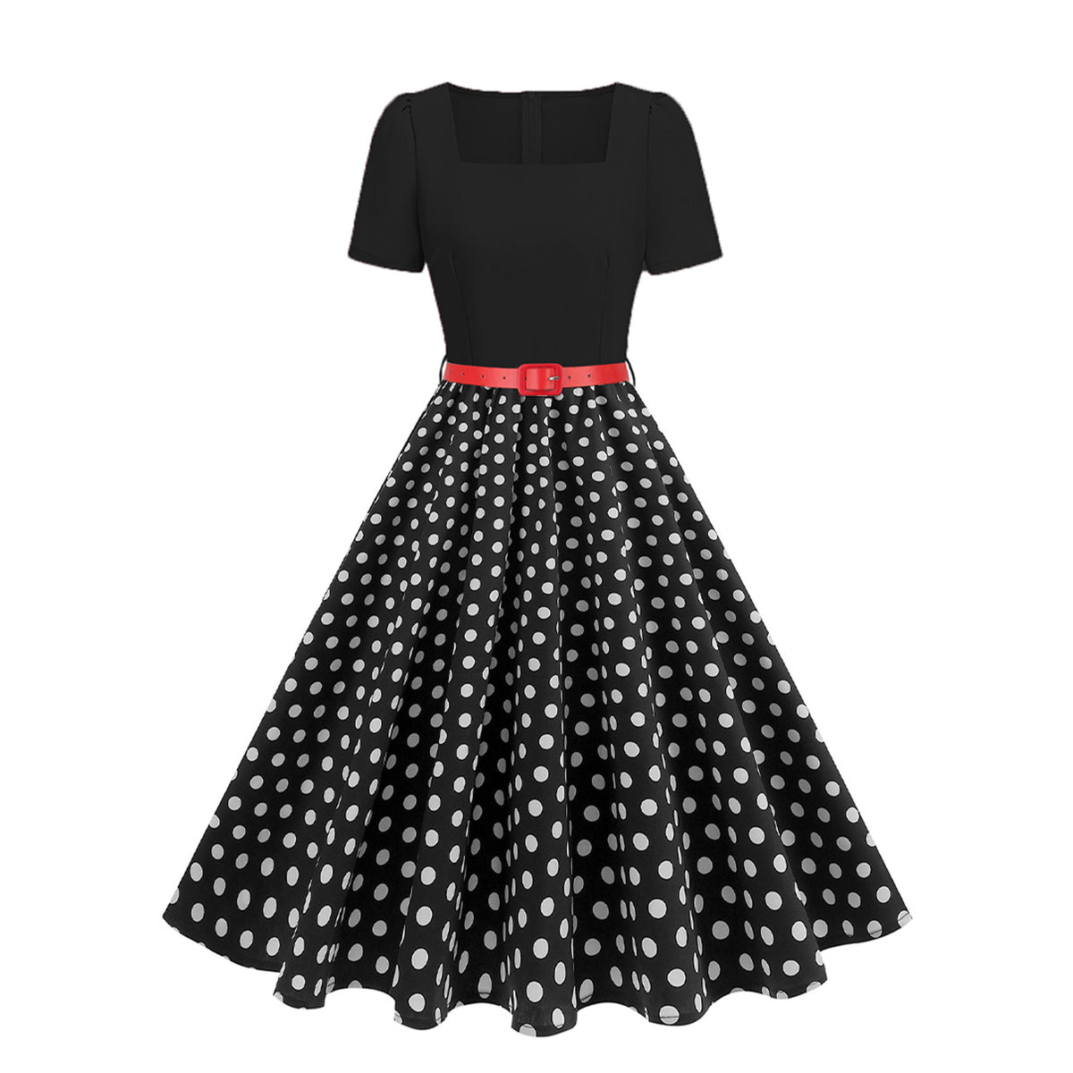 Retro Floral And Polka-dot Print Dress by Ricaloux