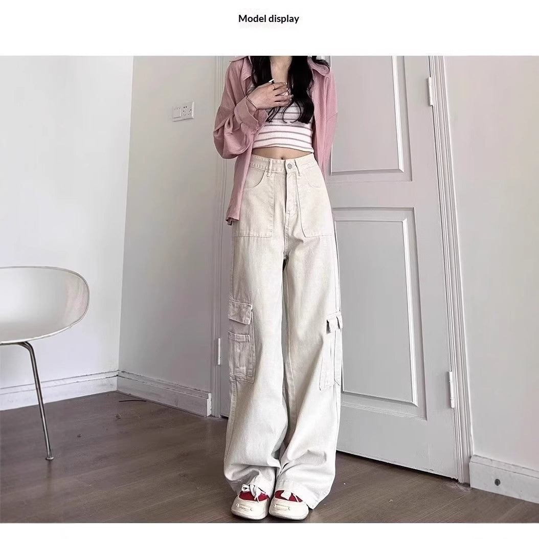 High-waisted Hip-covering Straight-leg Relaxed-fit Draping Wide-leg Casual Pants For Petite Figures – Premium 0 | RICALOUX