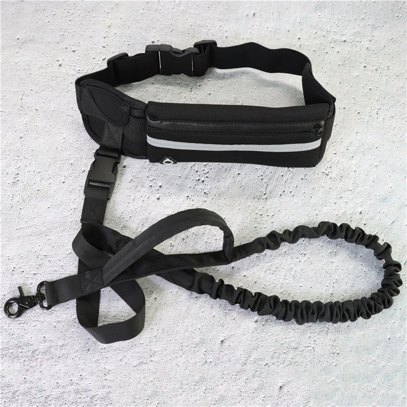 Hands Free Dog Leash Pet Walking And Training Belt With Shock Absorbing Bungee Leash For Up To 180lbs Large Dogs Phone Pocket And Water Bottle Holder by Ricaloux