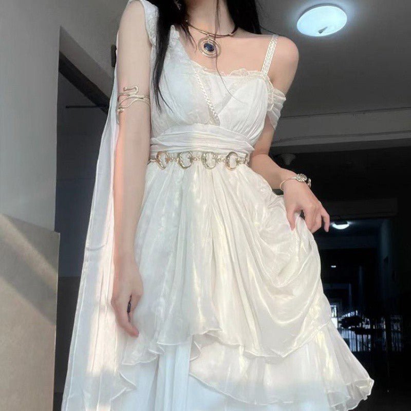White Suspender Dress Pettiskirt - RICALOUX