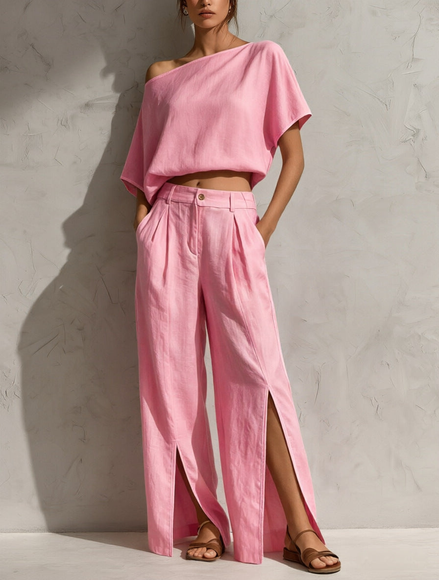 Womens Off-shoulder Top And Pants Set by Ricaloux