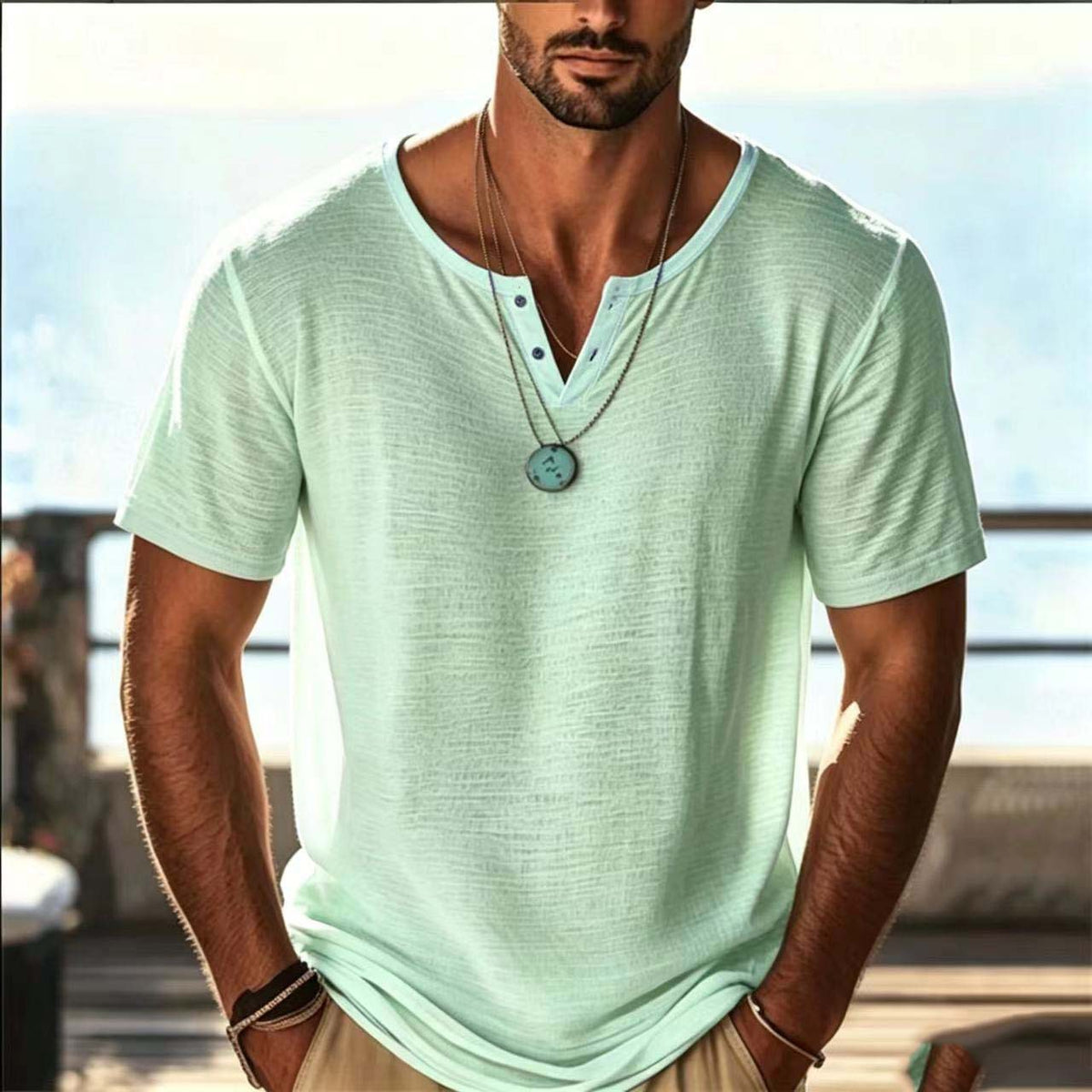 Multicolor Solid-color Summer Mens Short-sleeve Clothing – Premium 0 | RICALOUX