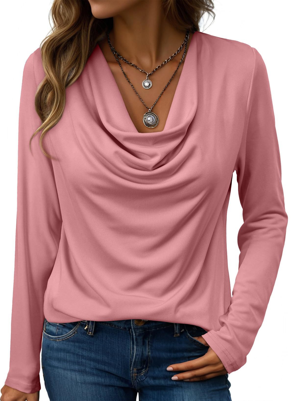 Womens Turtleneck Long-sleeve Loose-fitting Top by Ricaloux