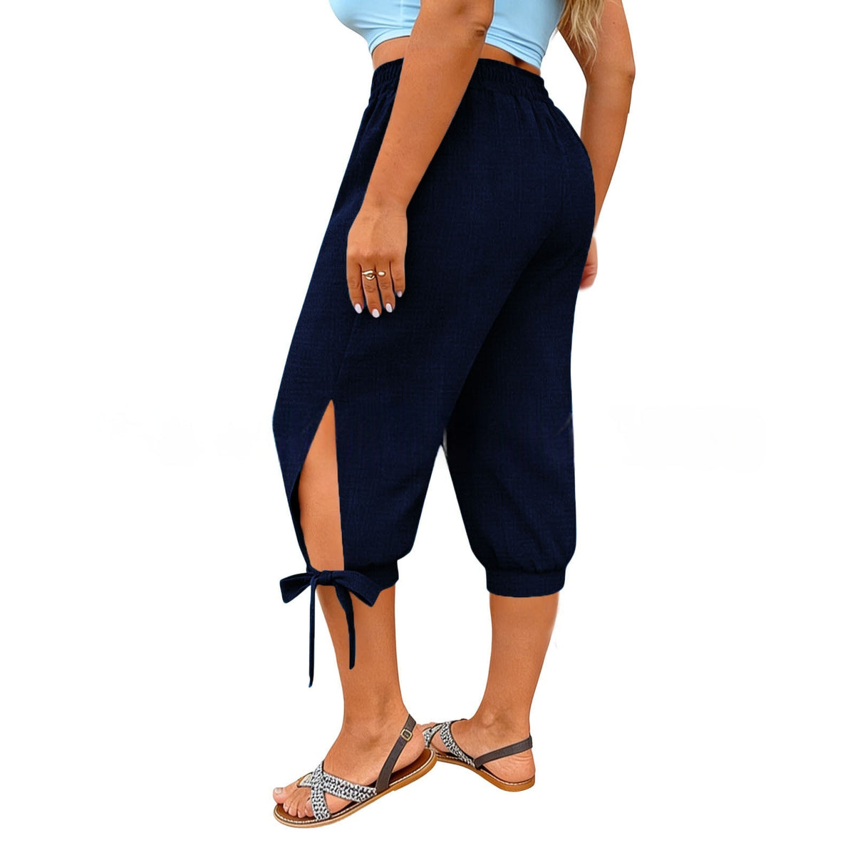 European And American Retro Chic Commuter Cropped Wide-leg Pants In Plus Size by Ricaloux