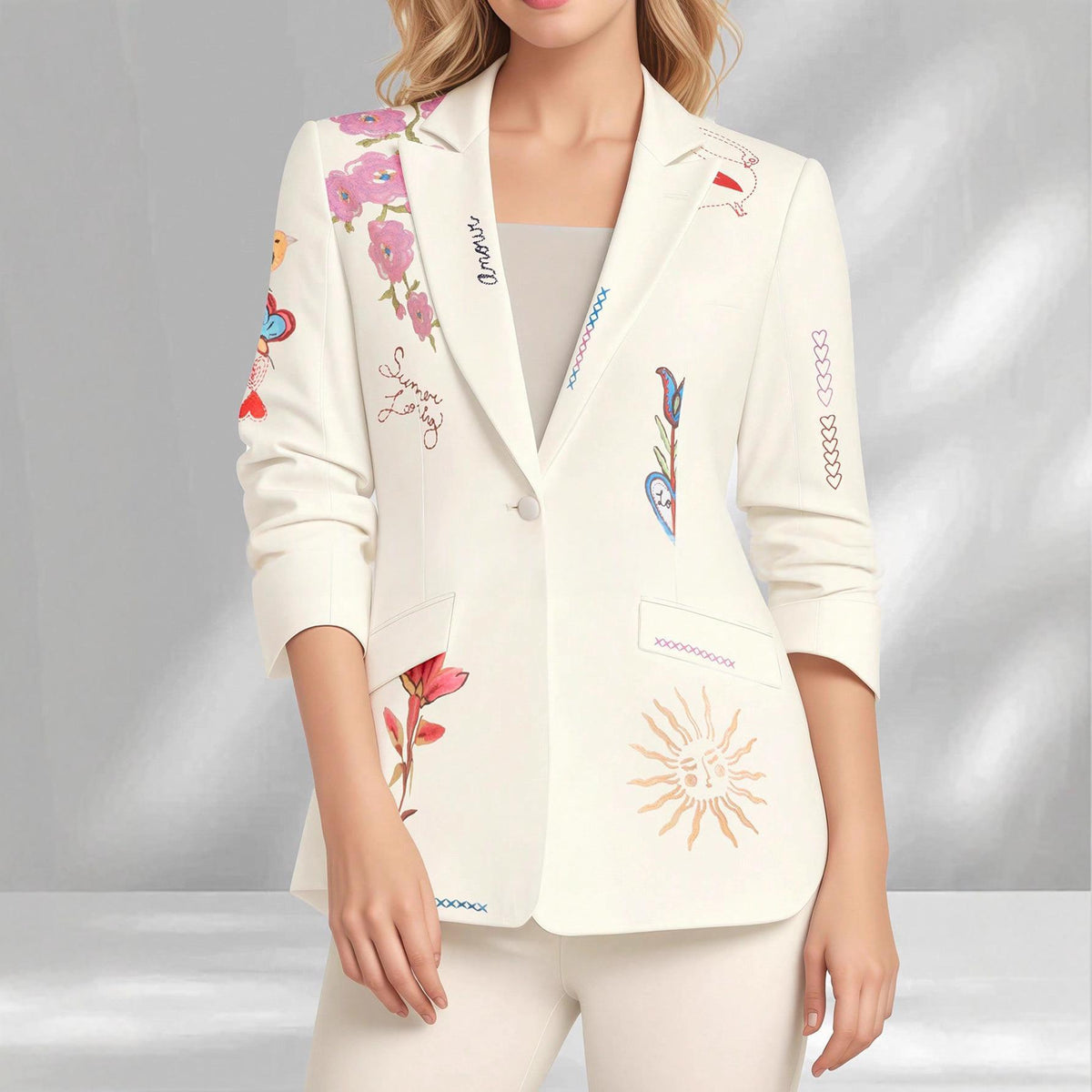 New Stylish Womens Tailored Blazer With A Lapel Western-style Long Sleeves by Ricaloux