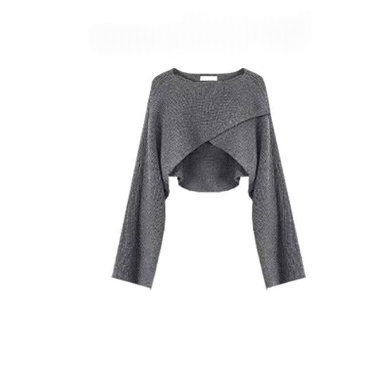 Knitted Sweater With A Base Layer And Casual Wide-leg Pantsthree-piece Set by Ricaloux
