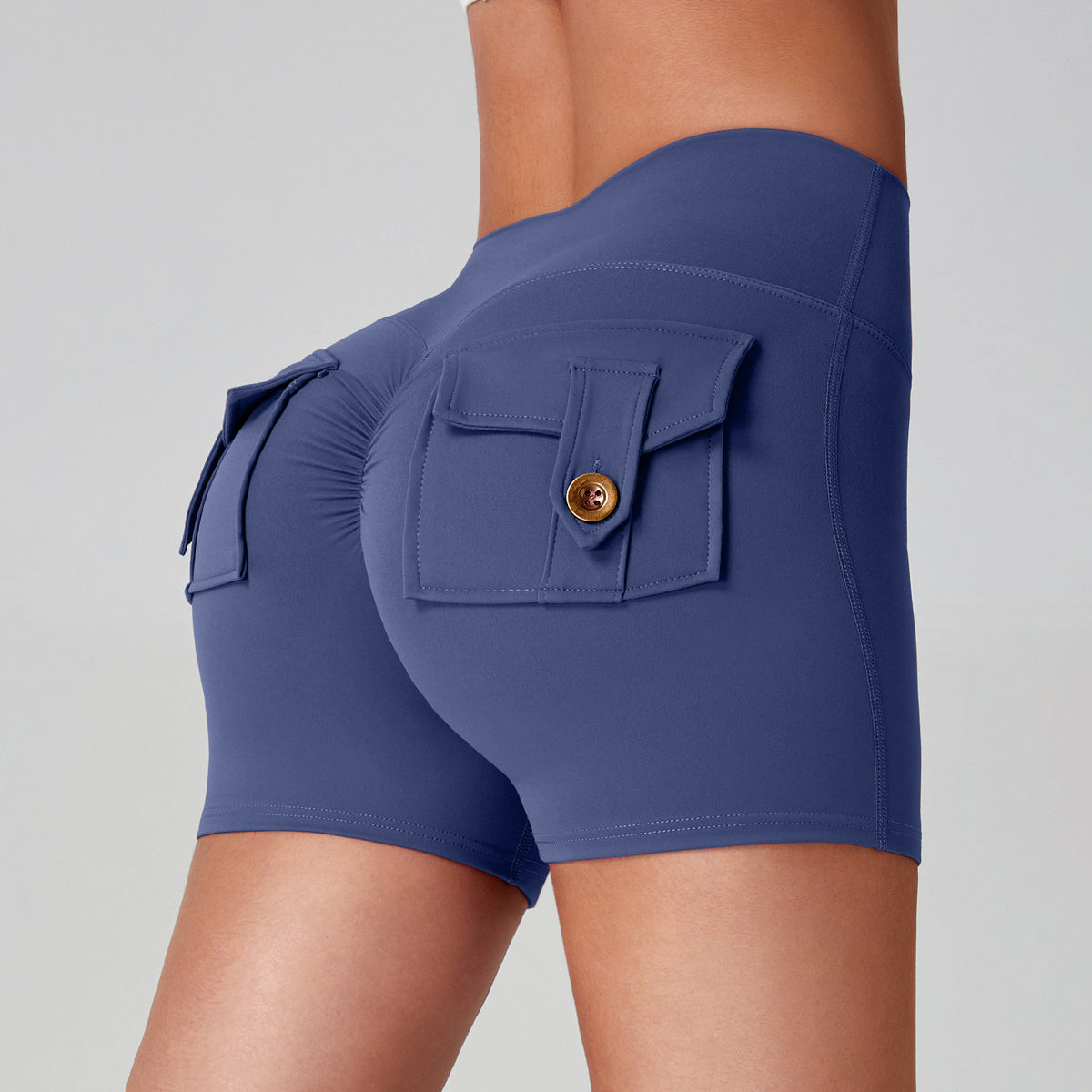 Women's High-Waisted Cargo Yoga Shorts With Pocket, Peach Hip Design Bare-Skin Feel, High Elastic, Quick-Dry Running & Fitness Pants by Ricaloux