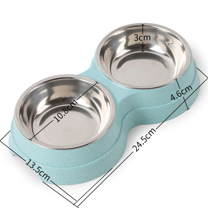 Double Pet Bowls Dog Food Water Feeder Stainless Steel Pet Drinking Dish Feeder Cat Puppy Feeding Supplies Small Dog Accessories by Ricaloux
