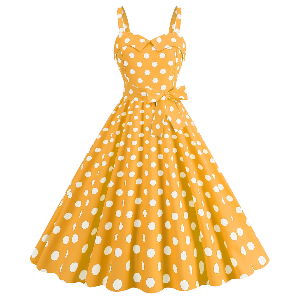 Polka-dot Print Vintage Swing Dress by Ricaloux