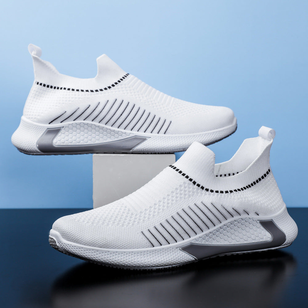 Fashion Mesh Sock Shoes With Striped Design Men Outdoor Breathable Slip-on Sneakers Csuale Lightweight Running Sports Shoes – Premium 4 | RICALOUX