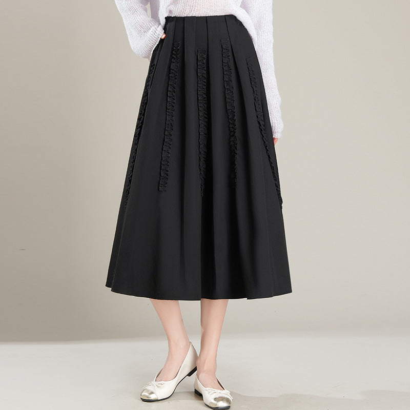 New Commuter Skirt Figure-flattering Black Fashion Pleated Maxi A-line Dress – Premium 0 | RICALOUX