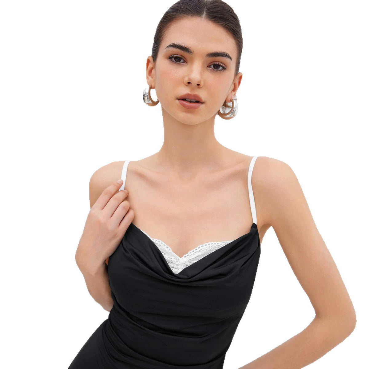 French-style Pure-youth Aesthetic Color-blocked Strap Mini Dress by Ricaloux