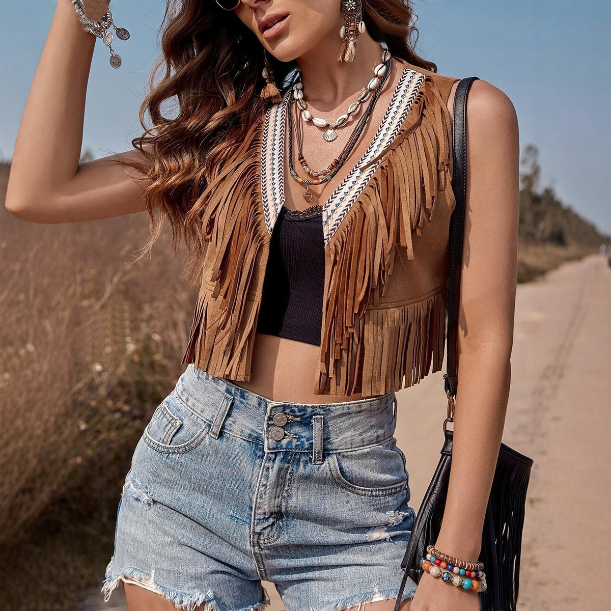 Sleeveless Cropped Vintage Cardigan Jacket by Ricaloux