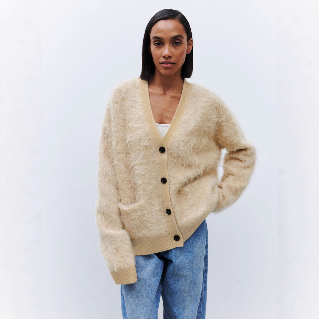 Laid-back Relaxed-fit Knitted Warm Cardigan by Ricaloux