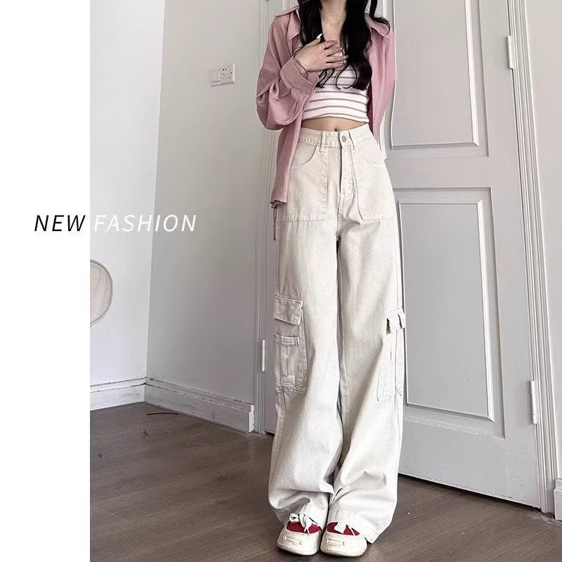 High-waisted Hip-covering Straight-leg Relaxed-fit Draping Wide-leg Casual Pants For Petite Figures – Premium 0 | RICALOUX