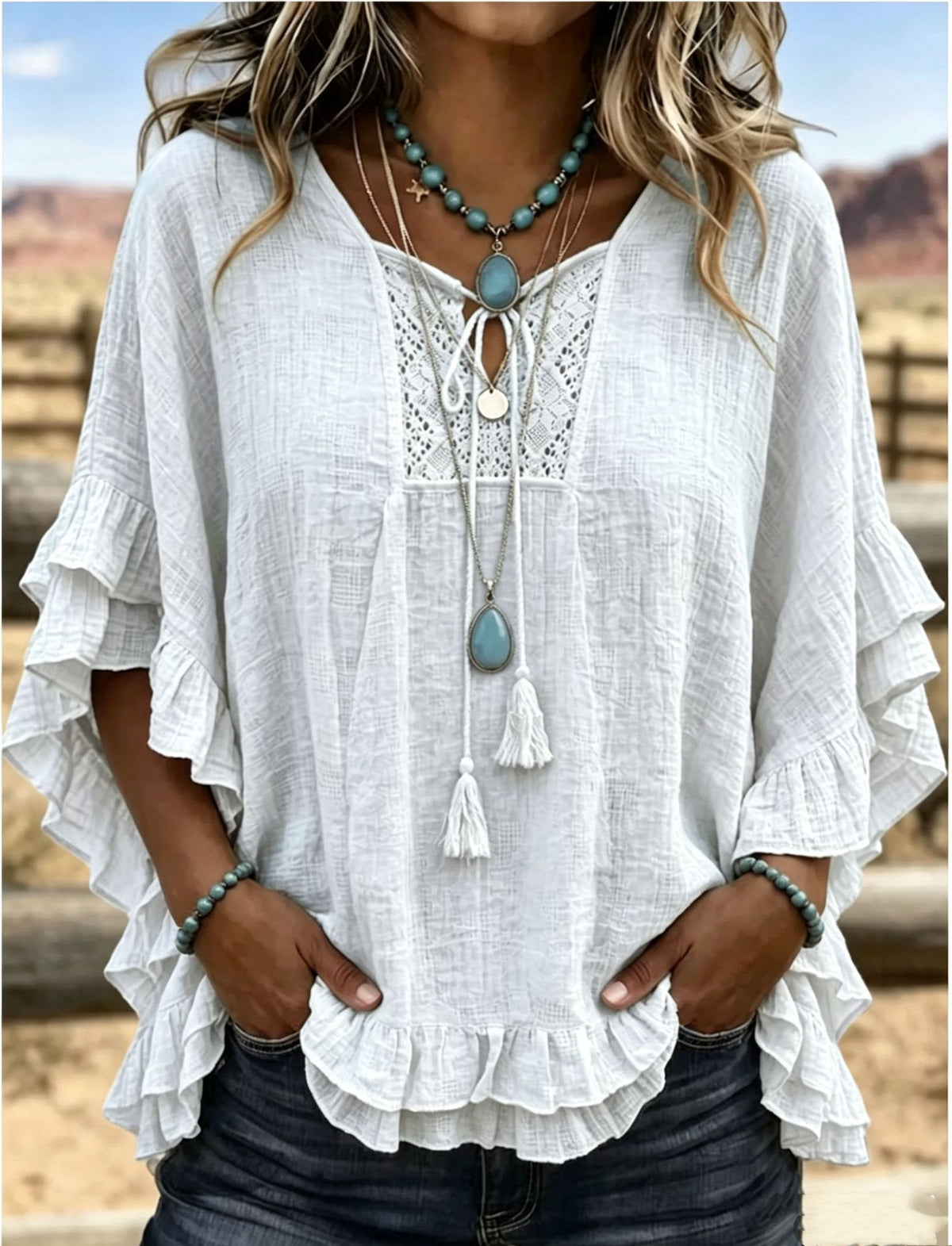 Seasonal European And American Cross-border V-neck Top by Ricaloux