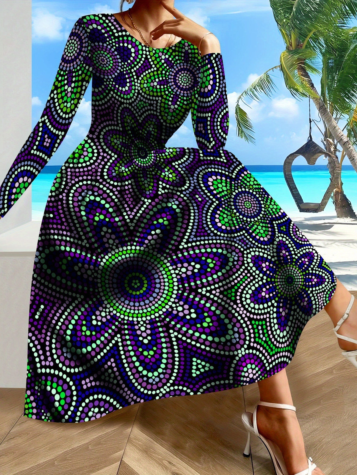 Printed Elegant Long Dress For Parties – Premium 0 | RICALOUX