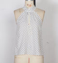 White Polka-Dot Summer Halter-Neck Vest For Women by Ricaloux