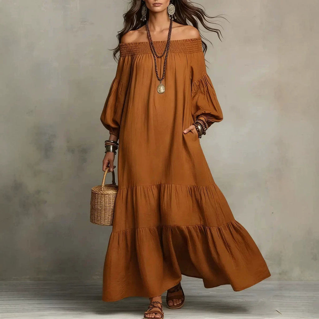 Bohemian Off Shoulder Long Dress by Ricaloux