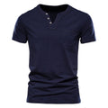 Mens V-neck Short-sleeve Casual T-shirt For Young Adults by Ricaloux