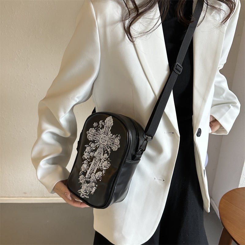 Halloween Graffiti Phone Bag Girls Funny Cartoon Pumpkin Ghost Bat Print Crossbody Bag For Women Mini Personality Creative Shoulder Bags - RICALOUX