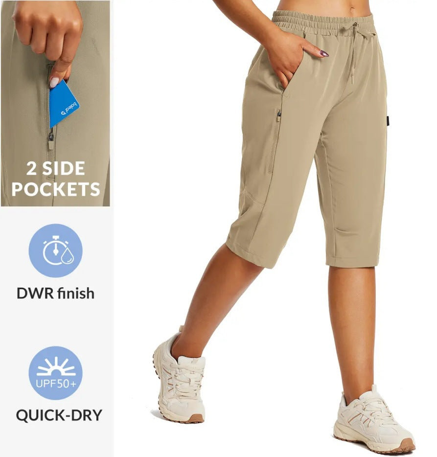 Multi-Pocket Lightweight Quick-Drying Cropped Sports Shorts by Ricaloux