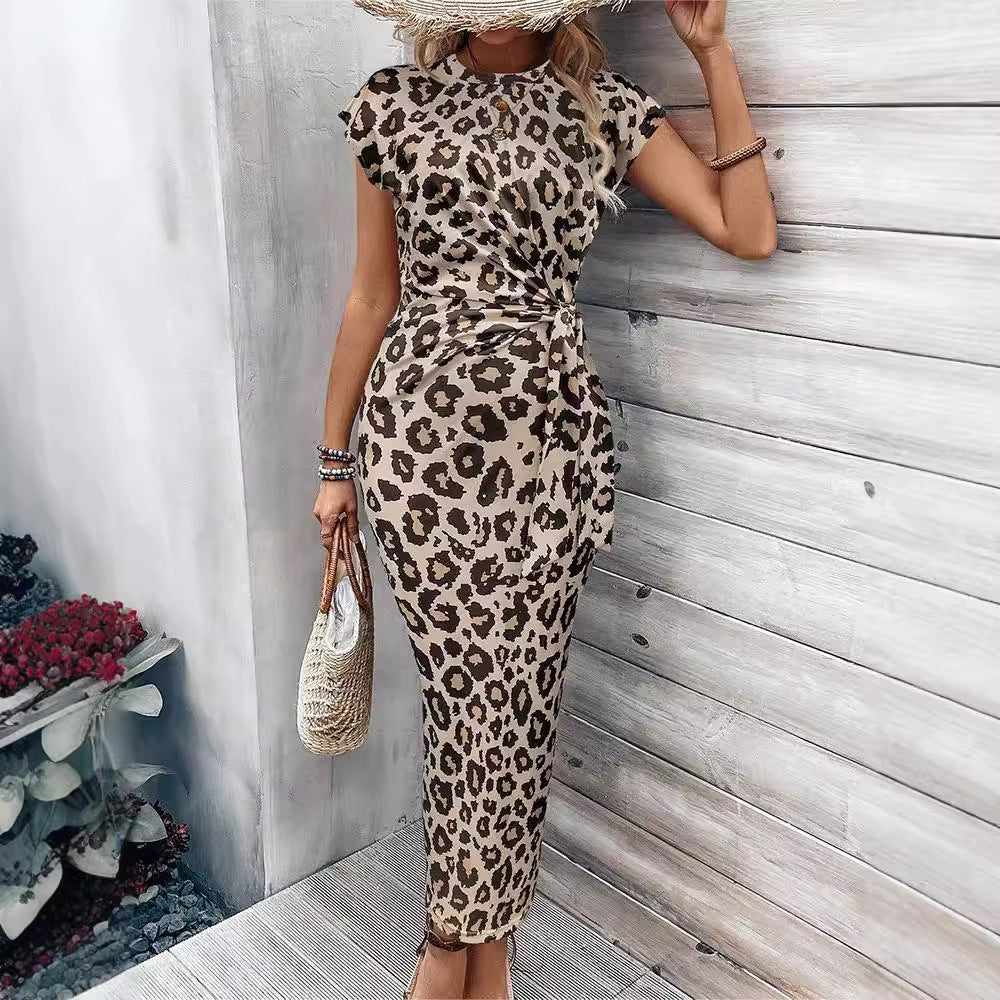 Leopard Print Short Sleeve Dress – Premium 0 | RICALOUX