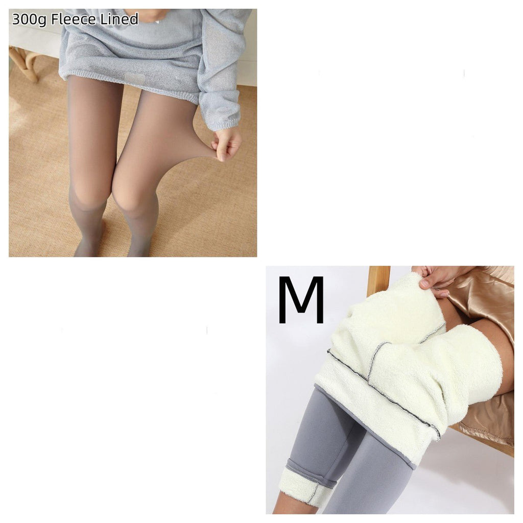 Fleece-lined Thickened Sheer Tights Leggings Transparent One-piece Pantyhose Superb Fleshcolor Pantynose - RICALOUX