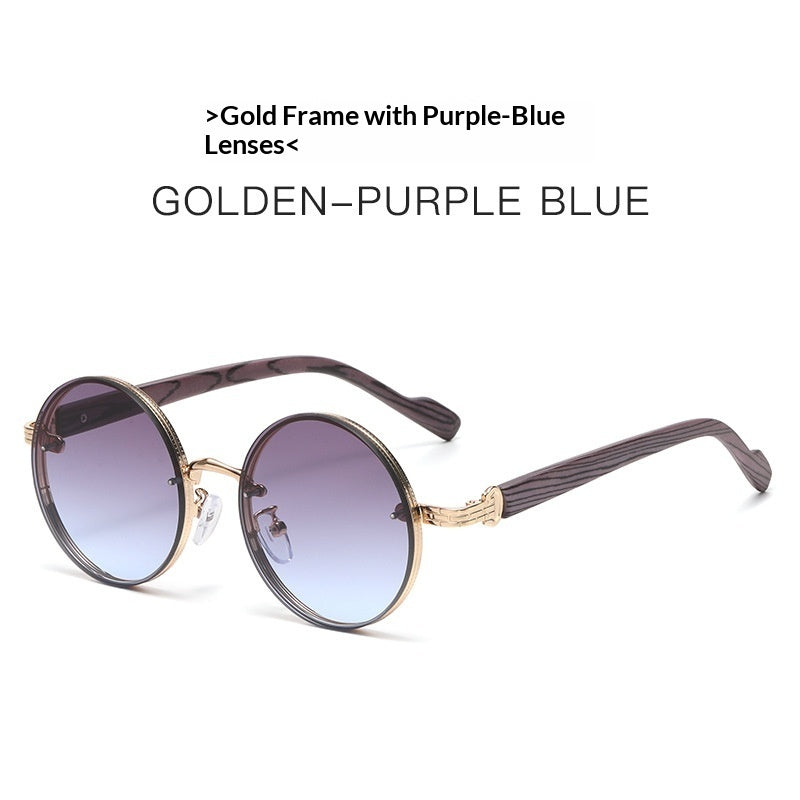 Retro Wood-grain Sunglasses For Men Round Frame – Premium 0 | RICALOUX