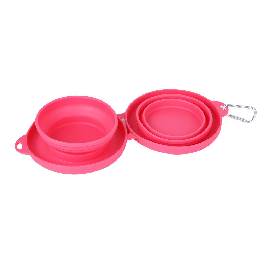 Rubber Foldable Double Bowl Pet Feeding Bowl Pets Supplies Dog Cat Bowls - RICALOUX