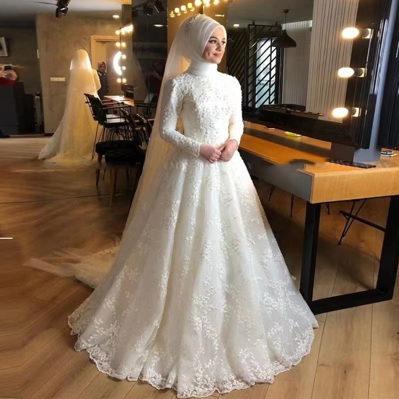 Long Sleeve White Dignified Wedding Dress - RICALOUX