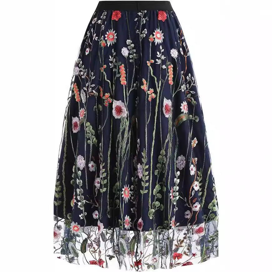 Womens Slim-Fit Floral Tulle Skirt by Ricaloux
