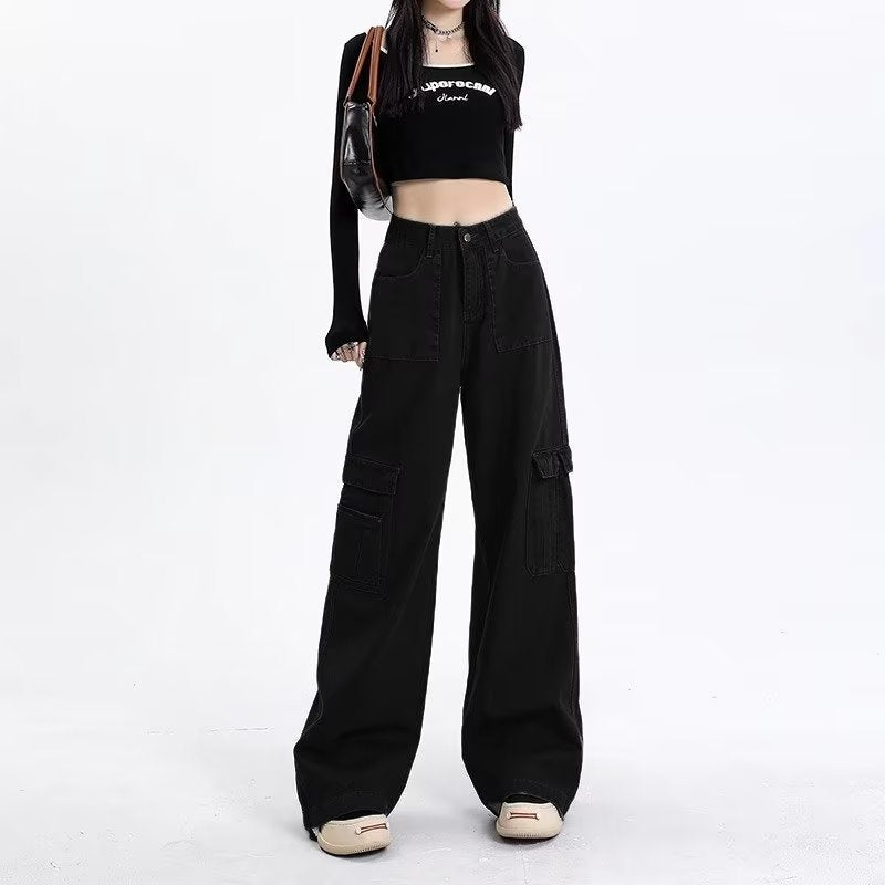 High-waisted Hip-covering Straight-leg Relaxed-fit Draping Wide-leg Casual Pants For Petite Figures – Premium 0 | RICALOUX