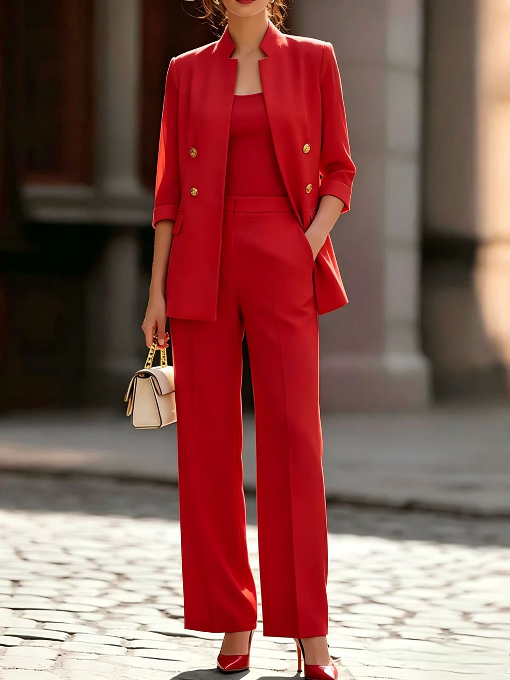 Solid-color Casual Chic Suit Wide-leg Pants Two-piece Set – Premium 0 | RICALOUX